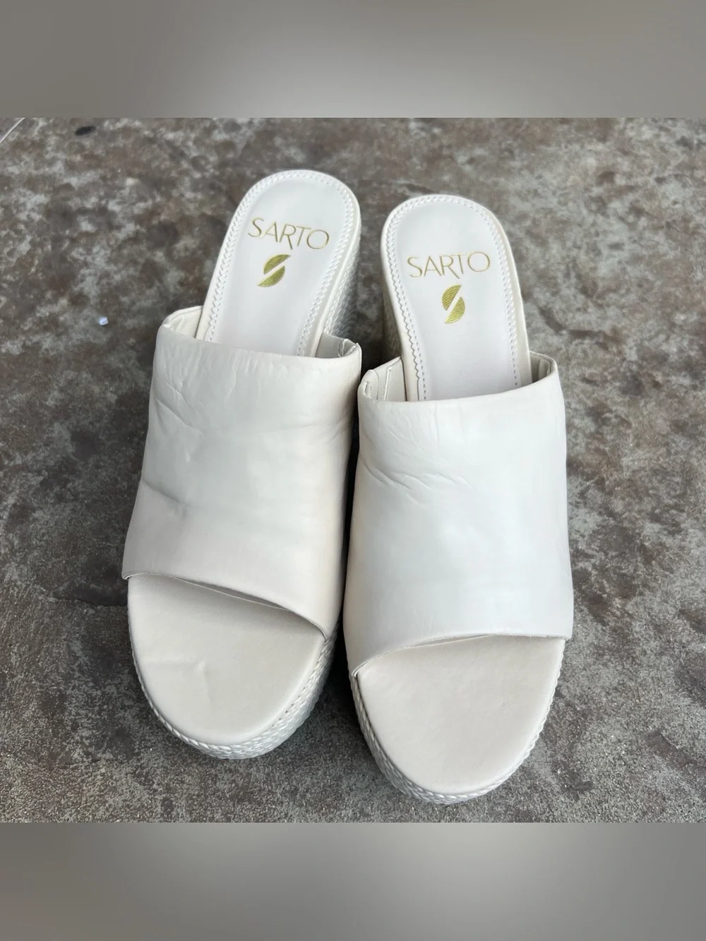 NEW Franco Sarto Womens Coco Platform Sandals Creamy Beige Sz 8.5